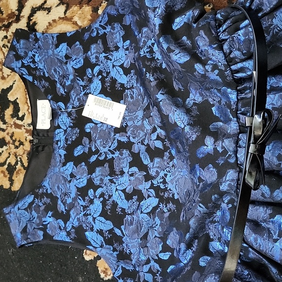 NWT! Place Special Occasion Elegant Blue Floral Kids Dress; 16 - Picture 2 of 14